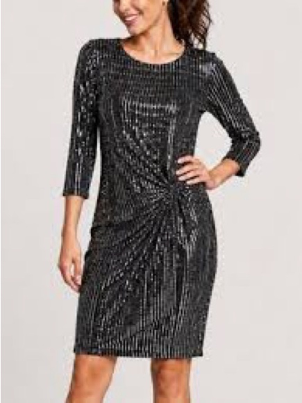 Julia Jordan Womenās Sparkle Twist-Front Sheath Cocktail Wedding Guest Dress